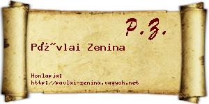 Pávlai Zenina névjegykártya